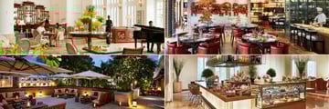 Park Hyatt Saigon, (clockwise from top left): Park Lounge, Square One Restaurant, The Pastry Boutique and The Terrace Bar