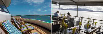 lounge and dining outdoors M/Y Pegasos