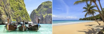 Phi Phi Island longtail boats & Karon Beach in Phuket
