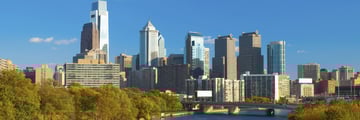 Philadelphia skyline and Schuylkill River, Pennsylvania