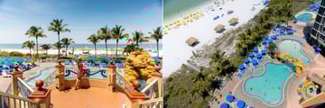 View from the Lobby and Aerial View of the Octopool at Pink Shell Beach Resort