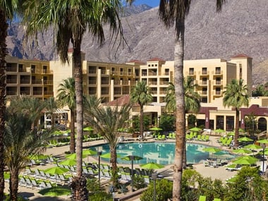 Pool and resort view at Renaissance Hotel Palm Springs