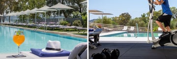 Poolside drink, outdoor fitness area