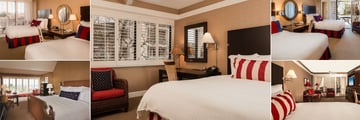 Portola Hotel & Spa, (clockwise from top left): Harbour View Room, Portola Room, Courtyard Room, Studio Suite and Executive King 