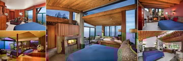 Post Ranch Inn, (clockwise from top left): Lower Butterfly Room, Lower Coast House Room, Ocean House, Middle Butterfly Room and Peak House
