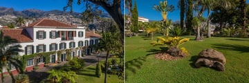 Exterior view and galapagos tortoise at Quinta Jardins Do Lago