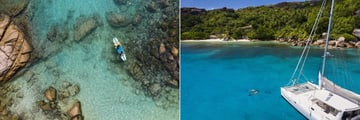 Paddle boarding and snorkelling at Raffles Seychelles