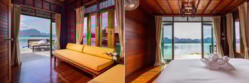 Room looking out to a lake