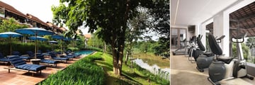 Raya Heritage, Exterior Views of Pool Overlooking the Ping River and the Fitness Room