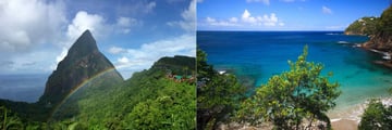 St Lucia Pitons and Beachfront