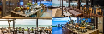 (Clockwise from top left): Taste of Thailand, Talay Bar, buffets at Taste of Thailand and Sea Wrap Restaurant
