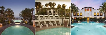 The Main Pool (left), Pool Bar (middle) and Spa Pool (right) at The Ritz-Carlton Bacara, Santa Barbara