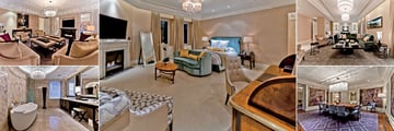Ritz-Carlton Montreal, (clockwise from top left): Royal Suite Seating Area, Bedroom, Living Room, Dining Room and Bathroom