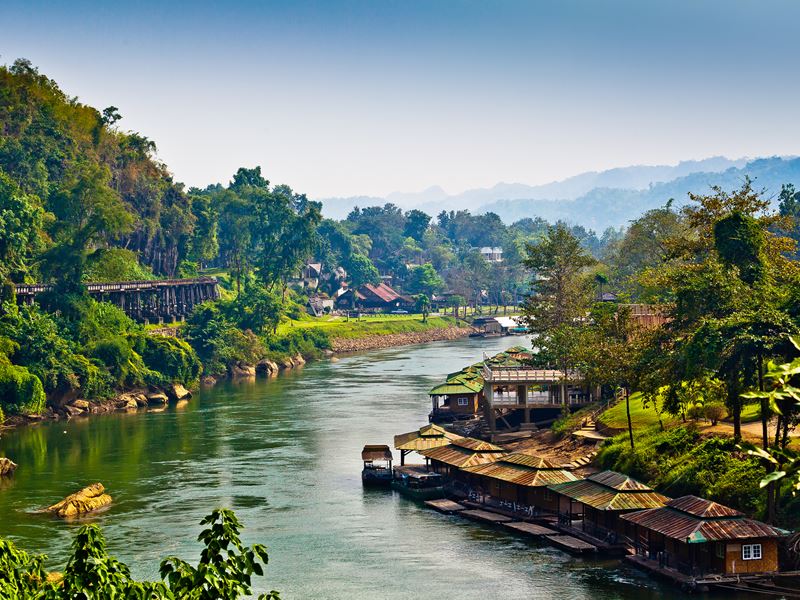 River Kwai and wooden rail bridge, Kanchanaburi