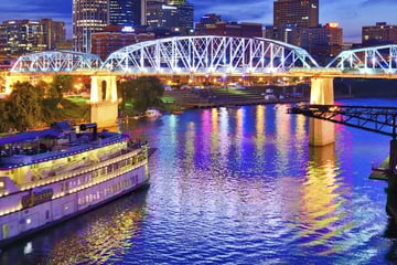 Riverboat sailing down Cumberland River, Nashville, Tennessee