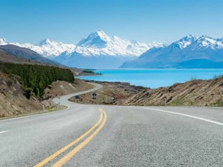 Road view, Mount Cook, Canterbury, New Zealand