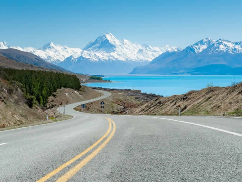 Road view, Mount Cook, Canterbury, New Zealand