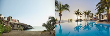 The beach and sunset over the pool at Roca Nivaria Gran Hotel