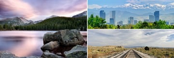 Rocky Mountain National Park, Denver Skyline & Train tracks in Wyoming