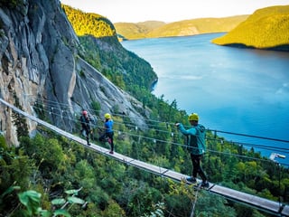 Rope bridge in Saquenay Lac Saint Jean, Quebec