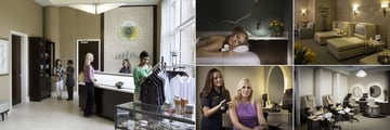 Rosen Centre, (clockwise from left): Spa Lobby, Spa Massage, Spa Relaxation Room, Spa Salon and Hair Salon