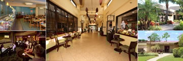 Rosen Inn at Pointe Orlando, Plaza Garden Restaurant, Lobby, Plaza Garden Restaurant and Smooth Java Entrance, Lite Bite Mini Market & Deli, Game Room & Video Arcade and Zebra Lounge
