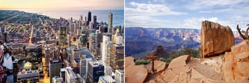 Chicago (left), and South Rim, Grand Canyon (right)