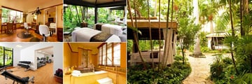 Royal Hawaiian Hotel, (clockwise from top left): Abhasa Spa Salon, Abhasa Spa Treatment Room, Abhasa Spa Outdoor Cabana's, Abhasa Spa Whirlpool and Fitness Centre