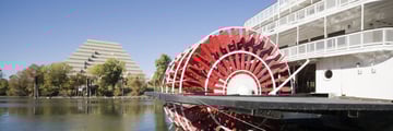 Paddleboat sailing along Sacramento's river