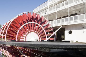 Paddleboat sailing along Sacramento's river