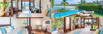 Saman Villas, Bentota, (clockwise from top left): Deluxe Room, Deluxe Room with Pool, Grand Deluxe and Saman Villa