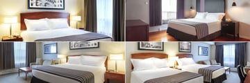 Sandman Hotel & Suites Winnipeg Airport, (clockwise from top left): Standard King Room, Executive Jacuzzi Suite, Executive Double with Sofabed Suite and Junior Corporate Suite