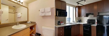 Sandman Suites Vancouver - Davie Street, Suite Bathroom and Kitchen