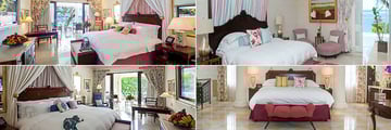 Sandy Lane, (clockwise from top left): Luxury Dolphin Suite, Sandy Lane Master Suite, The Villa and Luxury Orchid Suite 