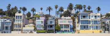 Beautiful beach houses lining Santa Monica's coast