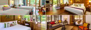Santiburi Beach Resort, Golf & Spa, (clockwise from top left): Two Bedroom Duplex Suite, Grand Deluxe Garden Villa with Plunge Pool, Two Bedroom Grand Deluxe Beachfront and Deluxe Garden Villa