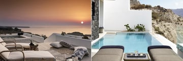 Deluxe Suite Sunset Sea View and Exclusive Sunset Suite at Santo Pure Oia Suites & Villas
