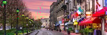 Rivier Street in Savannah, Georgia