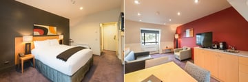 Scenic Hotel Southern Cross, Tower Suite Bedroom, Living Area and Kitchenette