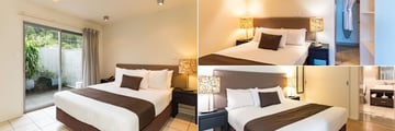 Sea Spray Suites, (clockwise from left): One Bed Deluxe Bedroom, One Bed Premium Bedroom and Two Bed Premium Bedroom