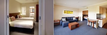 Seashells Yallingup Resort, One Bedroom Apartment Bedroom and Living Area