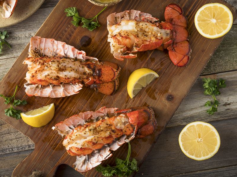 Seasoned baked lobster tails, Maine