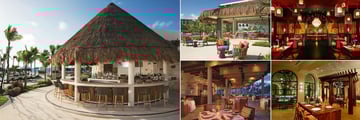 Secrets Akumal Riviera Maya, (clockwise from left): Barefoot Grill, Coco Cafe, Himitsu, El Patio and Oceana