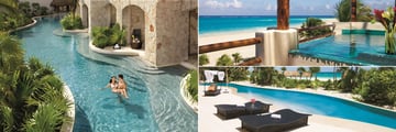 Secrets Maroma Beach Riviera Cancun, (clockwise from left): Swim Out Suites, Preferred Club Honeymoon Suite and Presidential Suite Swim Out