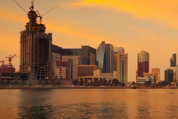 Doha skyline at sunset