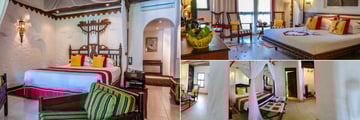 Serena Beach Resort & Spa, (clockwise from left): Luxury Suite, Prime Suite and Lamu Suite