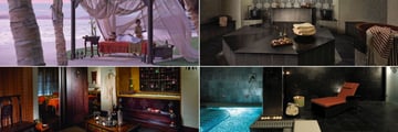 Shangri-La Qaryat al Beri, (clockwise from top left): CHI, The Spa - Outdoor Spa Treatment, Hammam, Relaxation Area & Vitality Pool and Couples Treatment Room