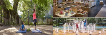 Shangri-La Hotel, Family Yoga, The Shophouse and Kids Playing in the Pool