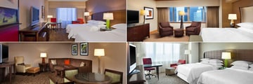 Sheraton Dallas Hotel, (clockwise from top left): Double Room, Residential Bedroom, Executive Suite Two Doubles and Executive Living Room