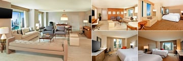 Sheraton Grand Chicago, (clockwise from left): Ambassadors Suite, Ogden Suite, Grand Deluxe Room, Double Guest Room and Deluxe Guest Room
